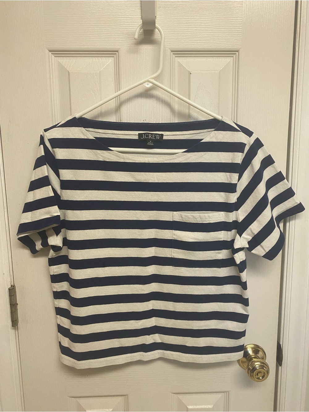 J. Crew Navy and White Striped Top
